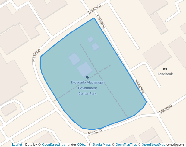 walking in Diosdado Macapagal Government Center Park map in San Fernando