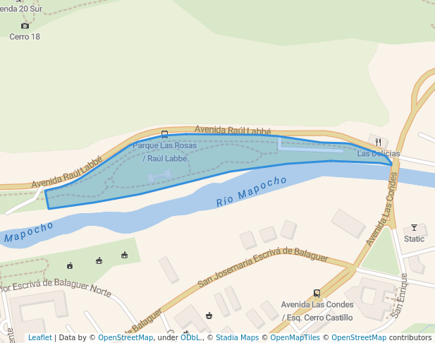 walking in Parque De Las Rosas map in Lo Barnechea