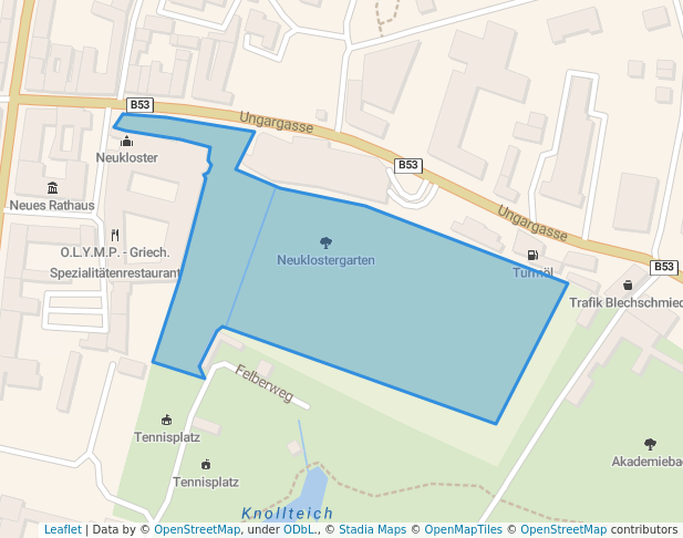 walking in Neuklostergarten map in Wiener Neustadt