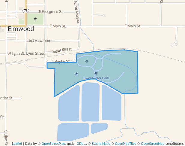 walking in Sweetwater Park map in Elmwood