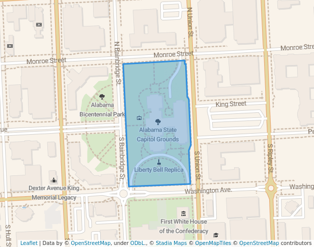 walking in Alabama State Capitol Grounds map in Montgomery