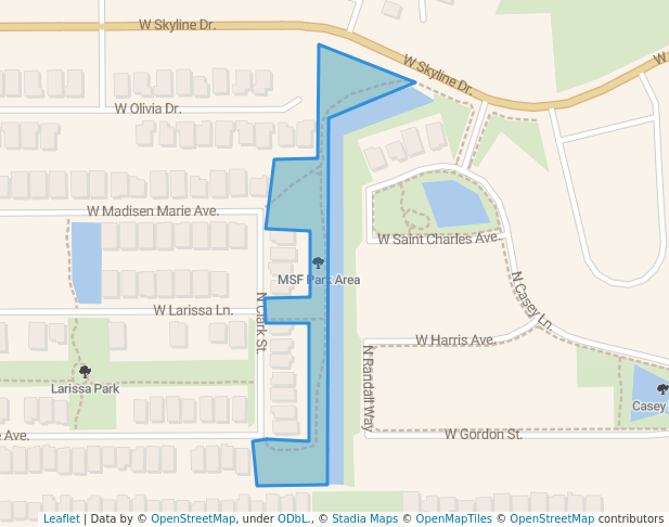 walking in MSF Park Area map in San Tan Valley