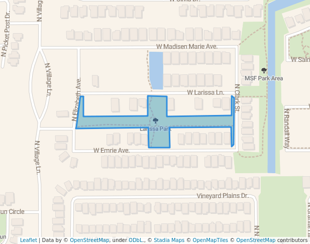 walking in Larissa Park map in San Tan Valley