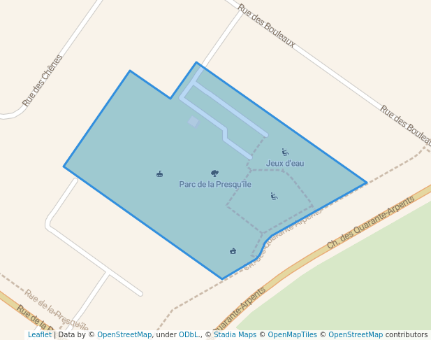 walking in Parc de la Presqu'île map in Charlemagne