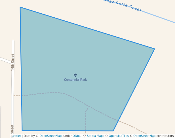 walking in Centennial Park map in Sturgis