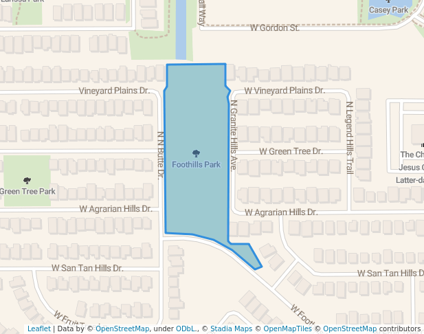 walking in Foothills Park map in Queen Creek