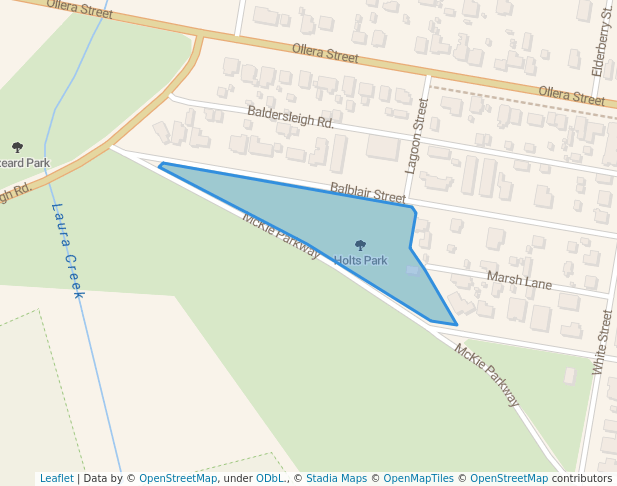 walking in Holts Park map in Guyra