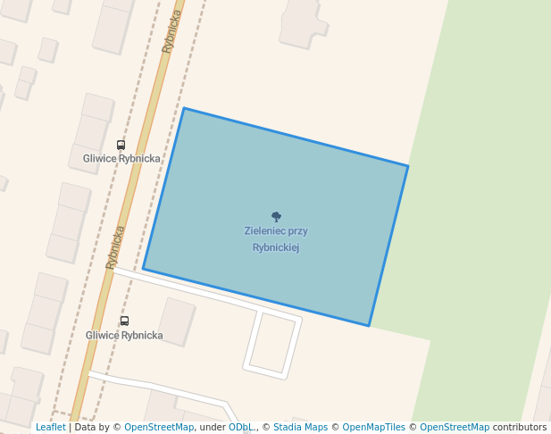 walking in Zieleniec przy Rybnickiej map in Gliwice