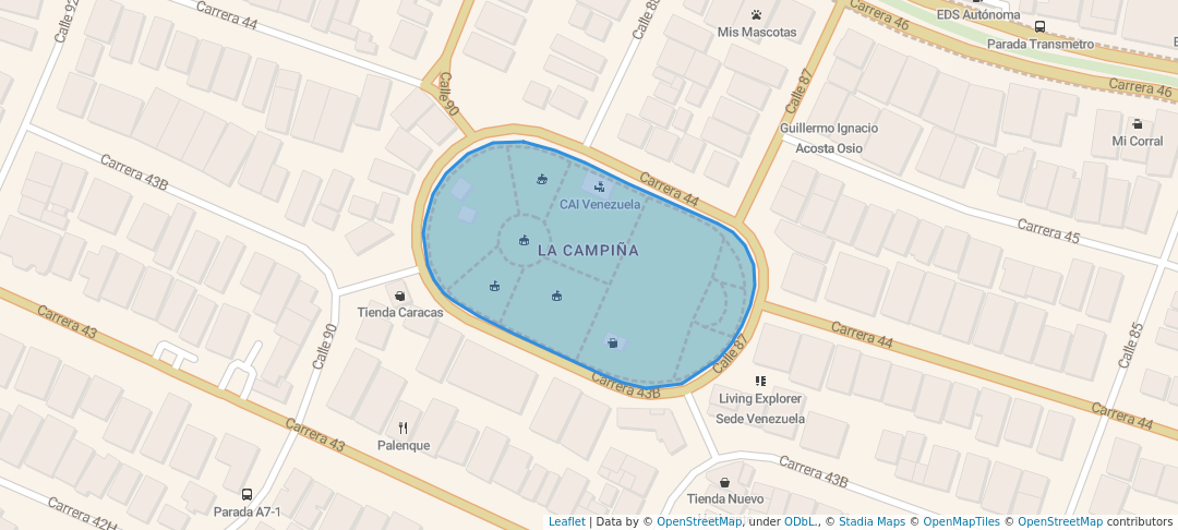 walking in Parque Venezuela map in Barranquilla