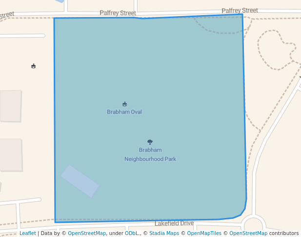 walking in Brabham Neighbourhood Park map in Brabham