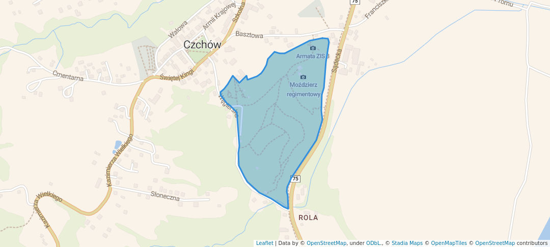 walking in Miejski park zieleni i wypoczynku w Czchowie map in Czchów