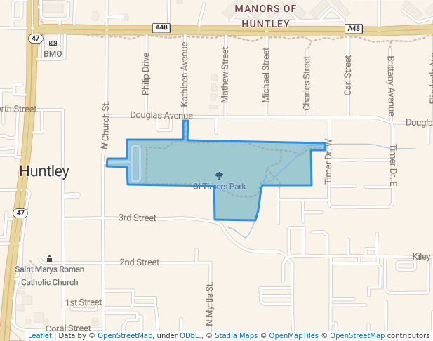 walking in Ol Timers Park map in Huntley