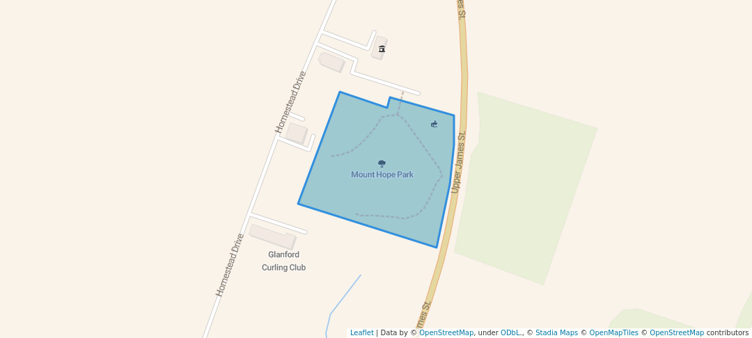 walking in Mount Hope Park map in Hamilton