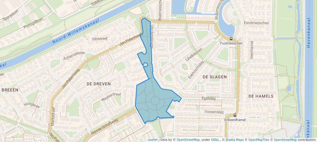 walking in Anne Frankplantsoen map in Assen