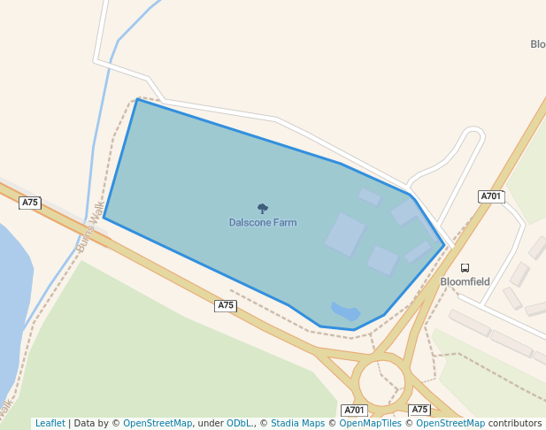 walking in Dalscone Farm map in Dumfries