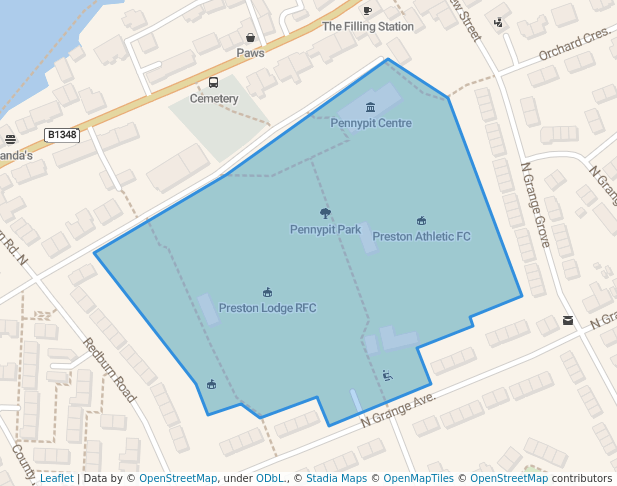 walking in Pennypit Park map in Prestonpans