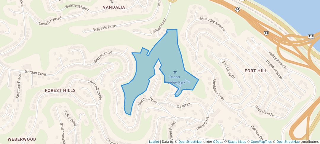 walking in Danner Meadow Park map in Charleston
