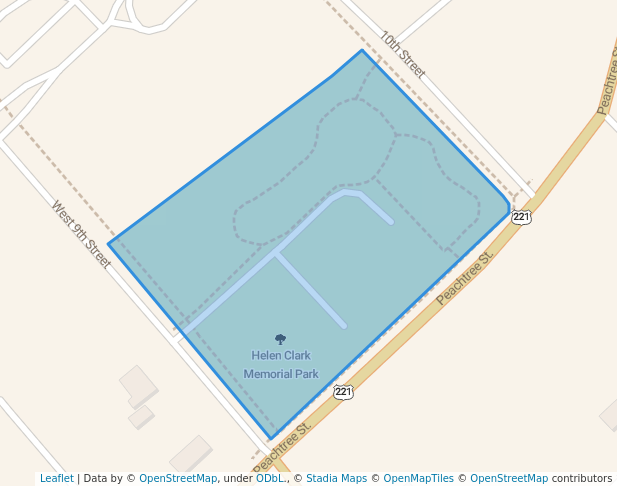 walking in Helen Clark Memorial Park map in Louisville