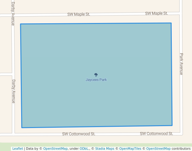 walking in Jaycees Park map in Lewistown