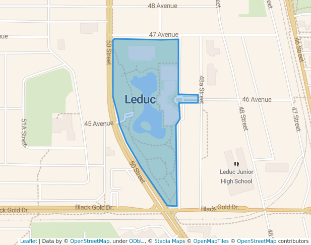 walking in Alexandra Park map in Leduc