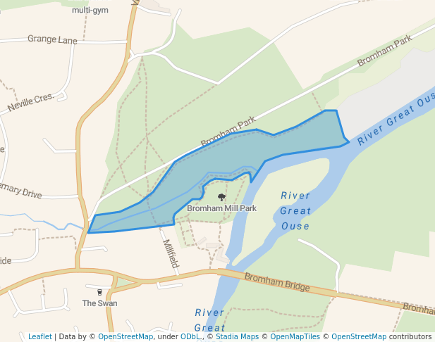 walking in Bromham Mill Nature Reserve map in Bromham