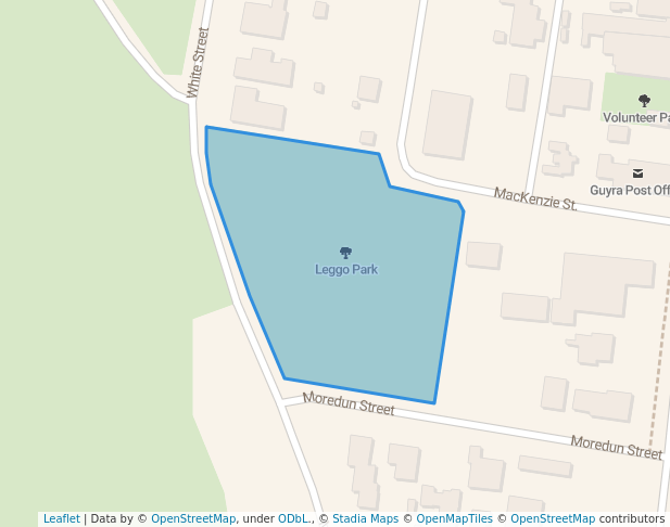 walking in Leggo Park map in Guyra