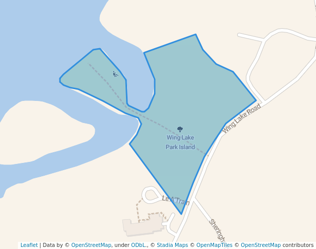 walking in Wing Lake Park Island map in Bloomfield Township