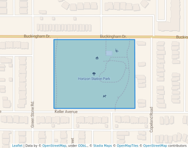 walking in Horizon Station Park map in Regina