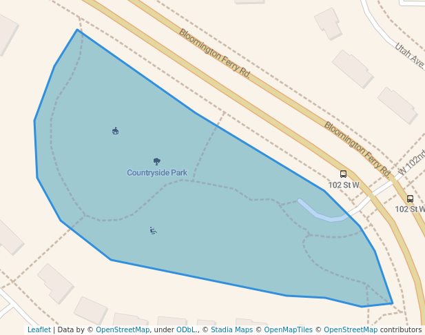 walking in Countryside Park map in Bloomington