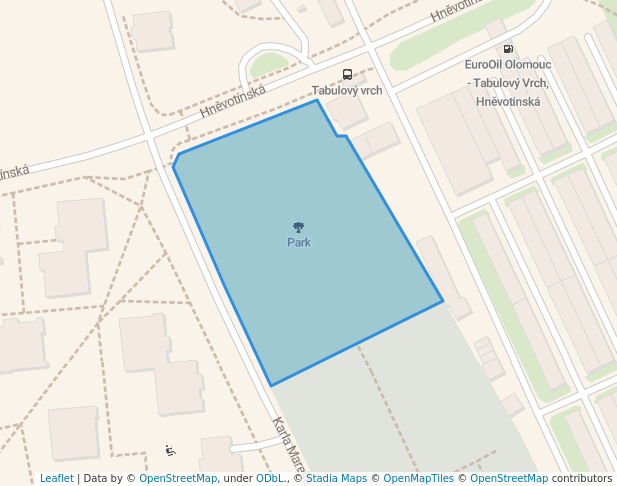 walking in Park map in Olomouc