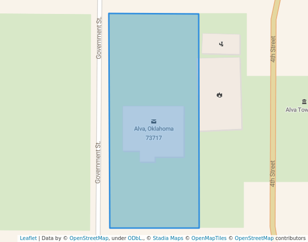 walking in Alva, Oklahoma  73717 map in Alva