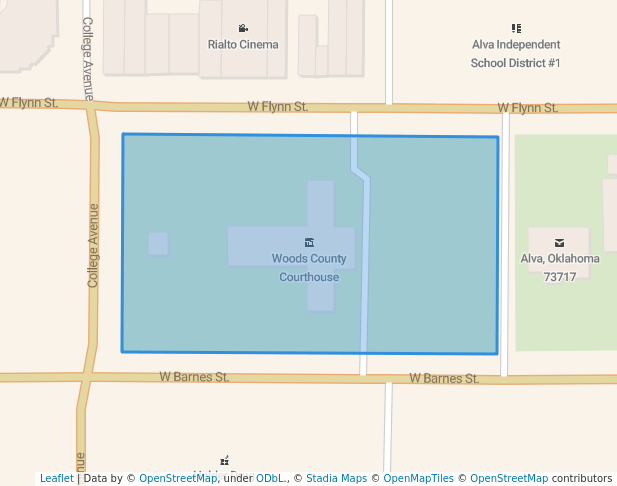 walking in Woods County Courthouse map in Alva