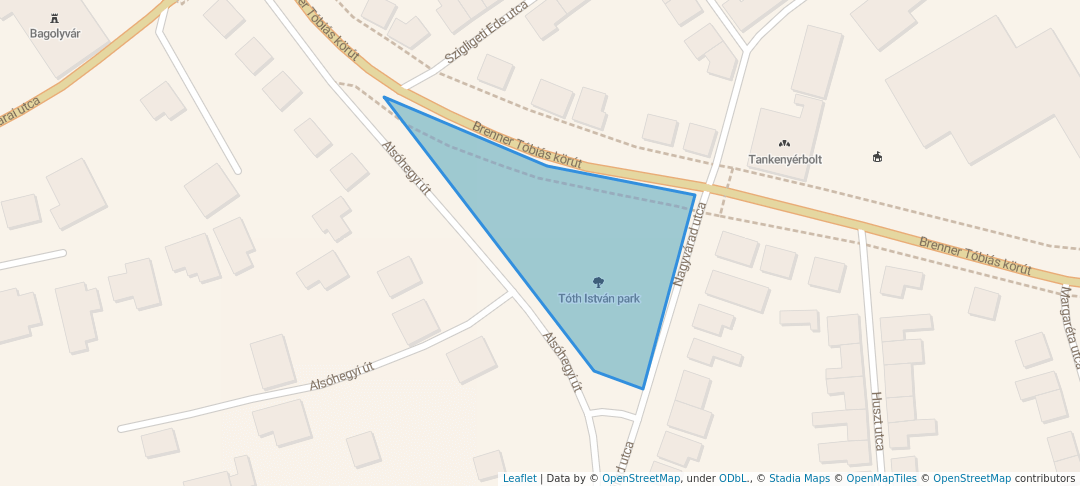 walking in Tóth István park map in Szombathely