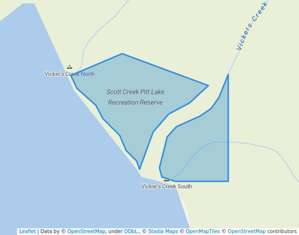 walking in Scott Creek Pitt Lake Recreation Reserve map in Williams Landing