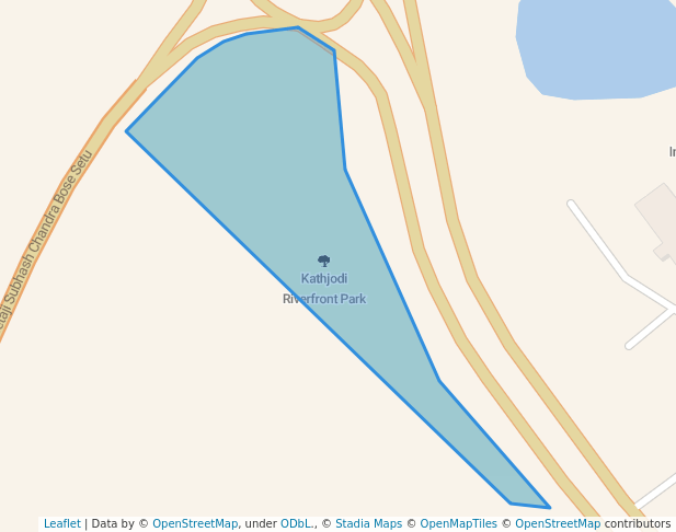 walking in Kathjodi Riverfront Park map in Cuttack