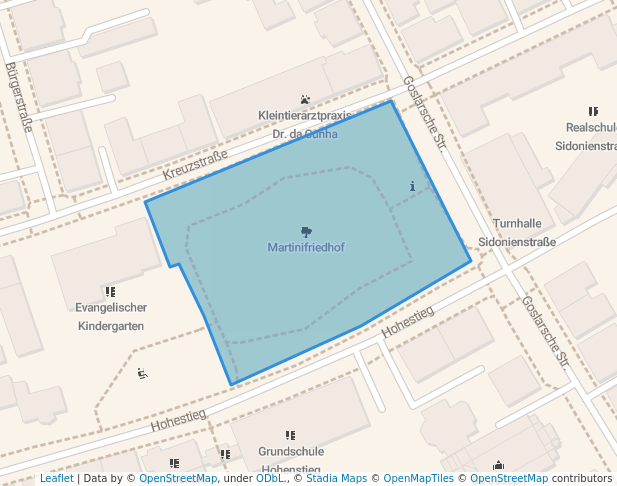 walking in Martinifriedhof map in Braunschweig