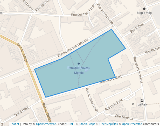 walking in Parc du Nouveau Monde map in Roubaix
