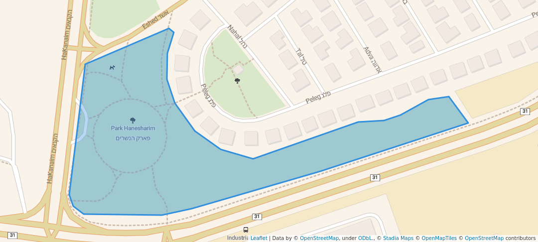 walking in Park Hanesharim map in Arad