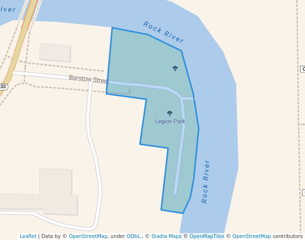 walking in Legion Park map in Horicon