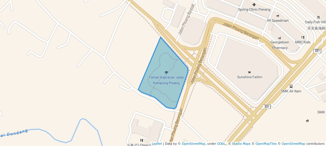 walking in Jalan Kampung Pisang Neighbourhood Park map in Ayer Itam