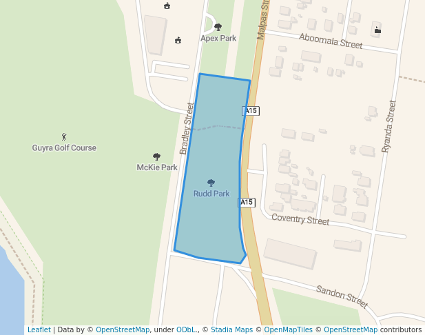 walking in Rudd Park map in Guyra