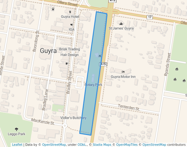 walking in Guyra Rotary Park map in Guyra