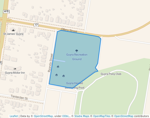walking in Guyra Recreation Ground map in Guyra