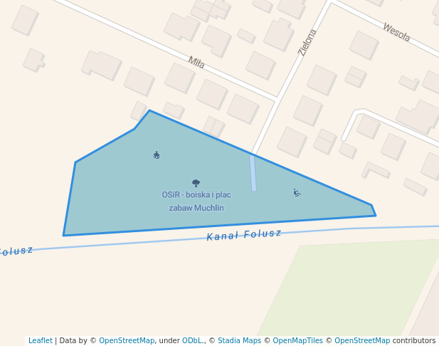 walking in OSiR - boiska i plac zabaw Muchlin map in Turek