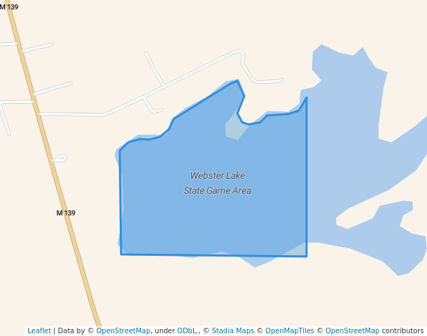 walking in Webster Lake State Game Area map in Berrien Springs