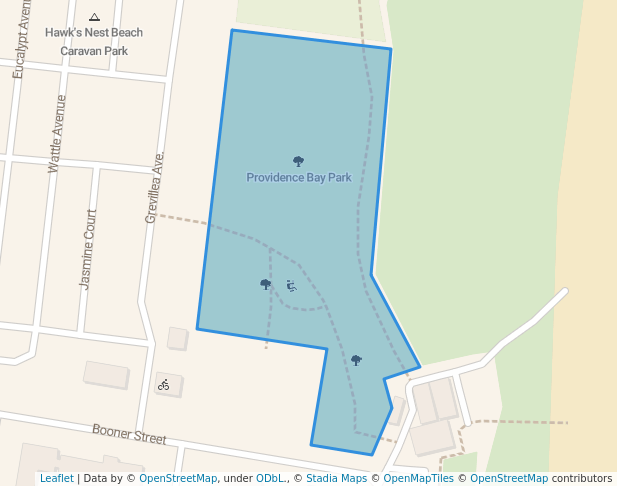walking in Providence Bay Park map in Hawks Nest