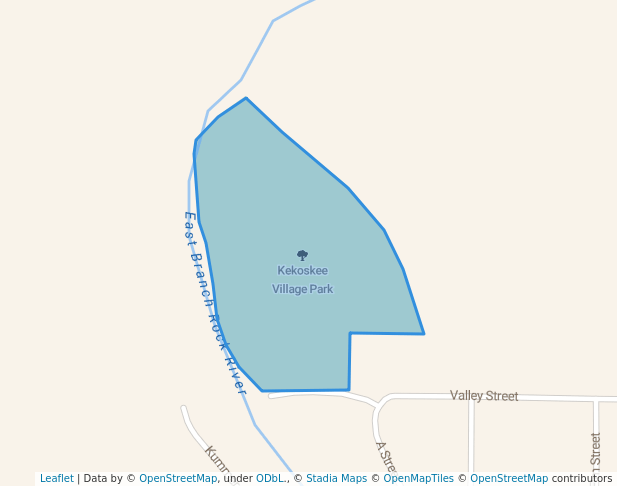 walking in Kekoskee Village Park map in Mayville