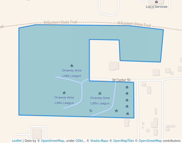 walking in Edna Lound Recreational Park map in Onaway