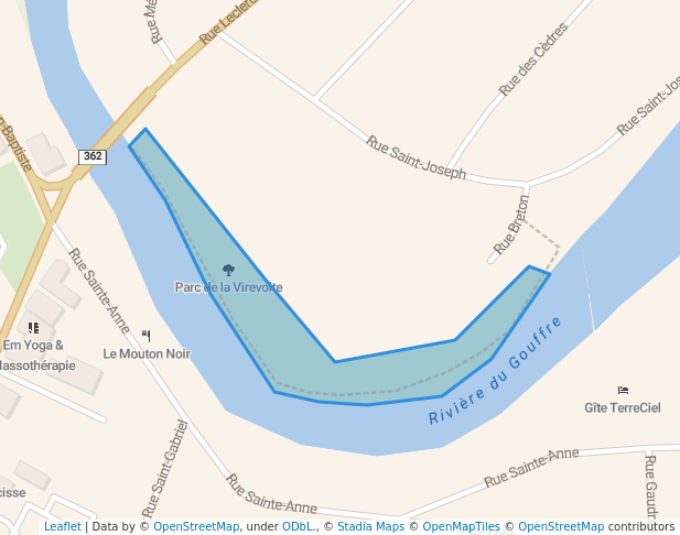 walking in Parc de la Virevolte map in Baie-Saint-Paul