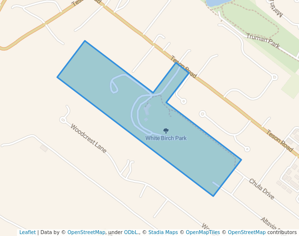 walking in White Birch Park map in Hazelwood